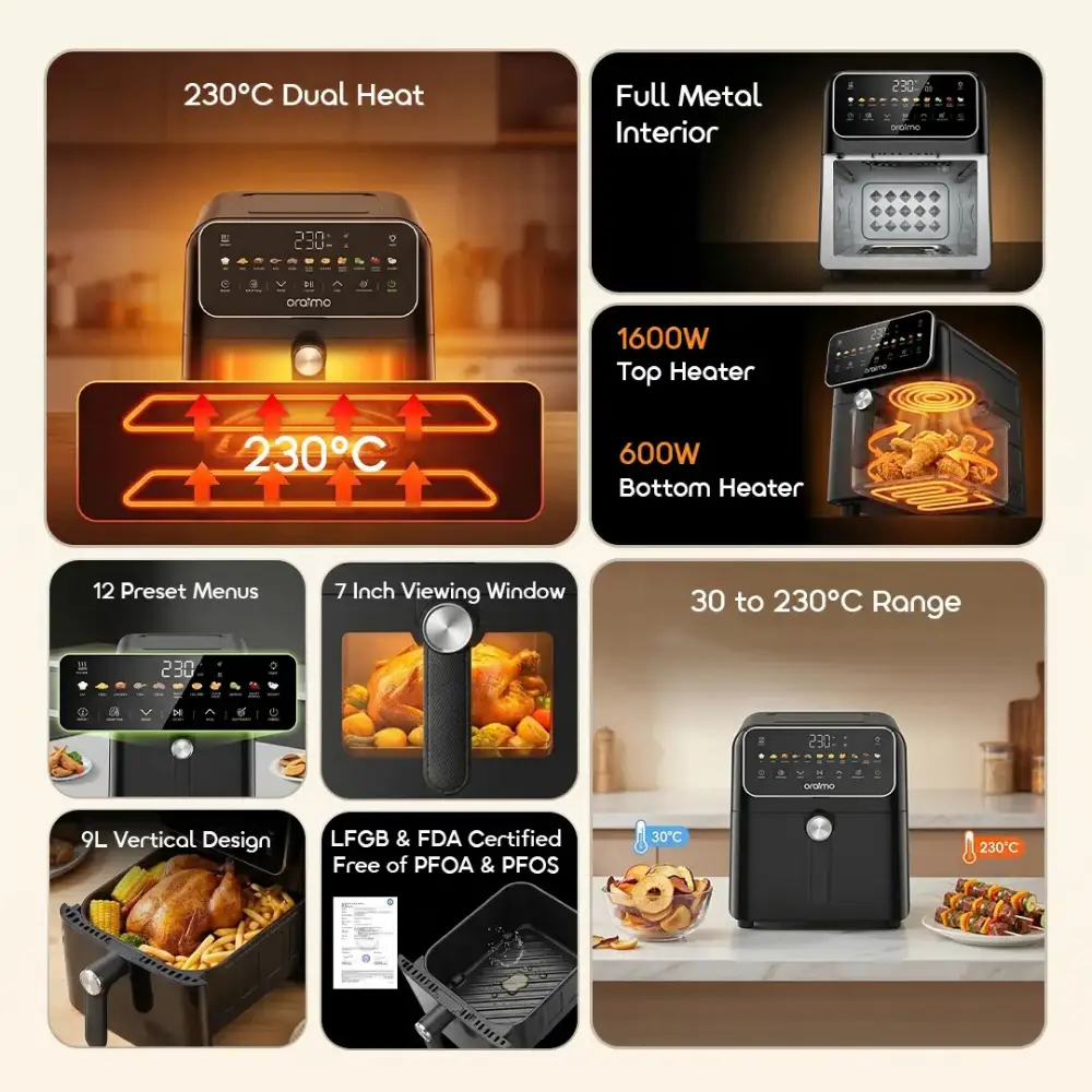 Oraimo Intellifry 9L Air Fryer Features Oraimo Intellifry 9L air fryer features and specifications