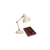 Desk lamp, notebook and pen for office essentials