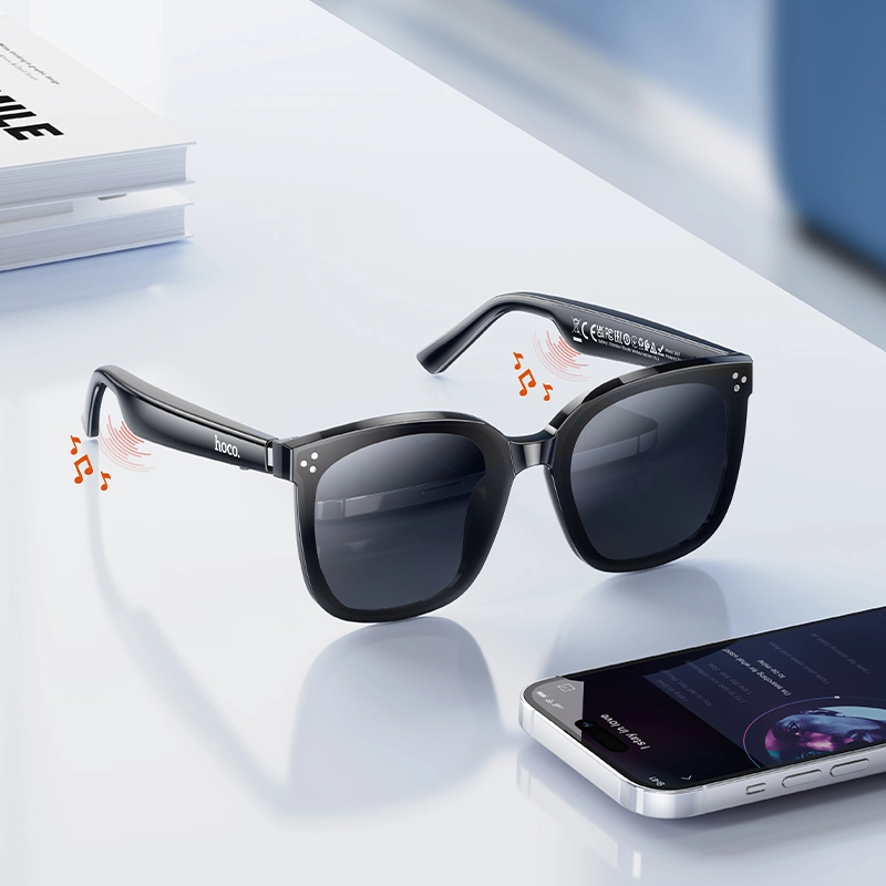 Hoco DI87 Wireless Audio Sunglasses Black Hoco DI87 wireless audio sunglasses with a black frame and dark lenses