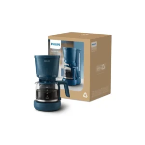 Philips HD7411 Coffee Maker in Malibu Blue with a glass coffee jug