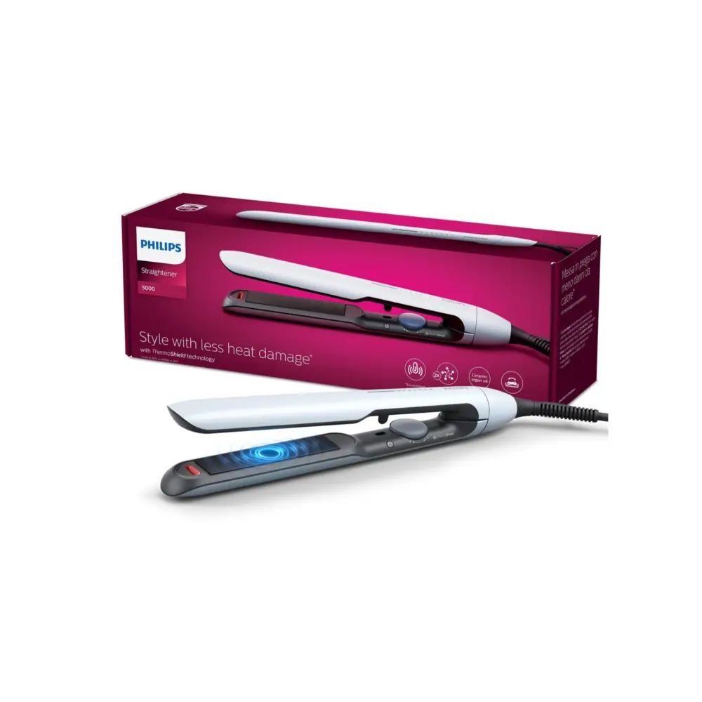 Philips BHS520/00 5000 Series Hair Straightener Philips BHS520/00 5000 Series hair straightener in pale sky blue
