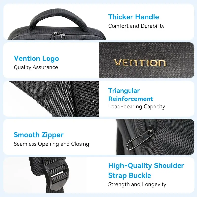 Vention KRPB0 Ergonomic Breathable Back Design Vention KRPB0 breathable back panel and padded shoulder straps