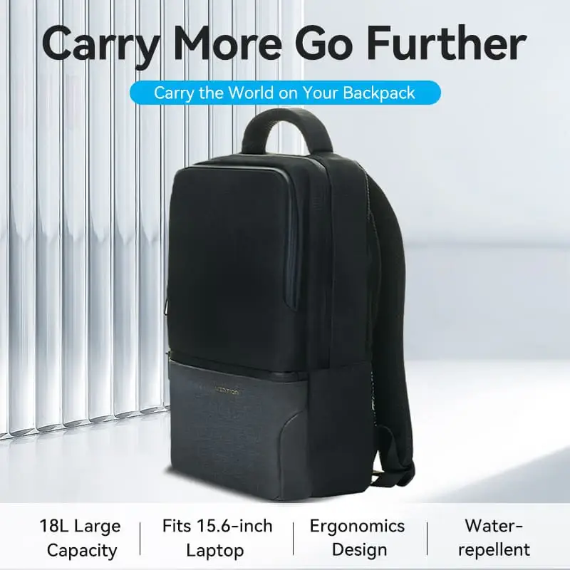 Vention KRPB0 Reinforced Handle and Straps Vention KRPB0 backpack handle zipper buckle and reinforced stitching