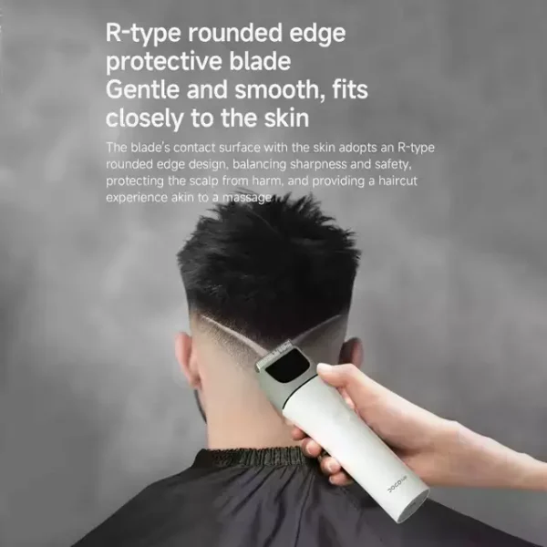 DOCO Hair Trimmer Haircut Demonstration White DOCO hair trimmer being used to trim the back of a man's hair
