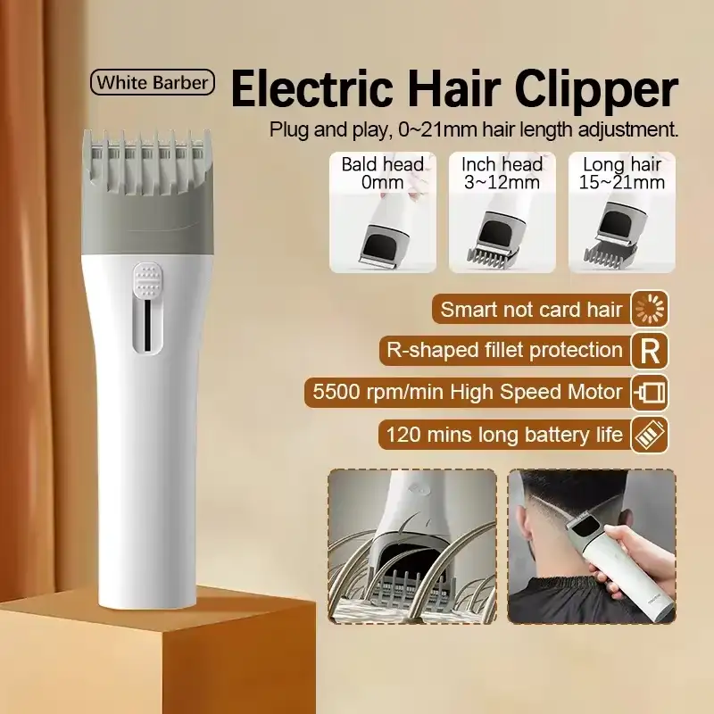 DOCO Hair Trimmer Adjustable Comb and Length Settings DOCO hair trimmer with an adjustable comb and illustrated hair length settings