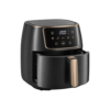 Modern black digital air fryer with pull-out basket