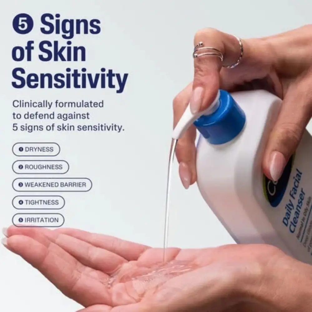 Cetaphil Daily Facial Cleanser Gel-to-Foam Formula Cetaphil Daily Facial Cleanser gentle gel-to-foam texture
