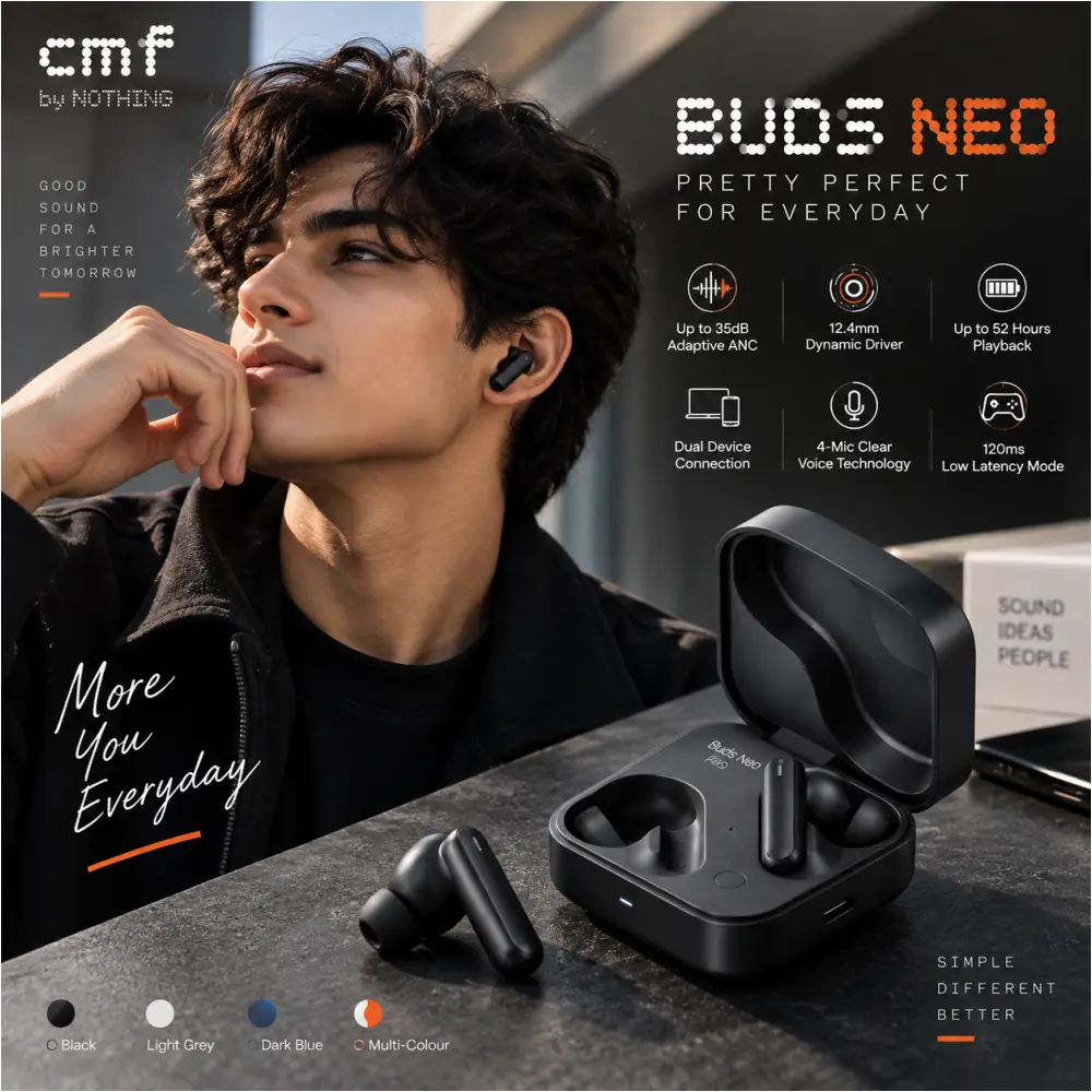 CMF Buds Neo earbuds with four microphones