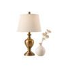 Decorative brass table lamp and ceramic vase for home decor