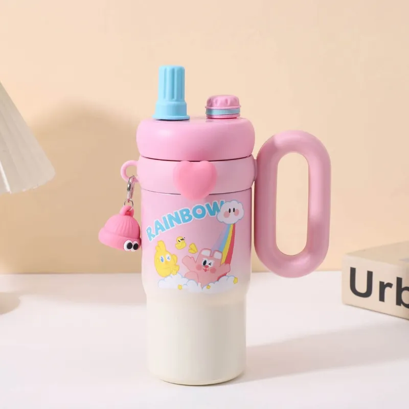 pink-thermal-tumbler-1200ml-with-straw (1) Rainbow Thermal Tumbler 1200ml with Handle and Reusable Straw