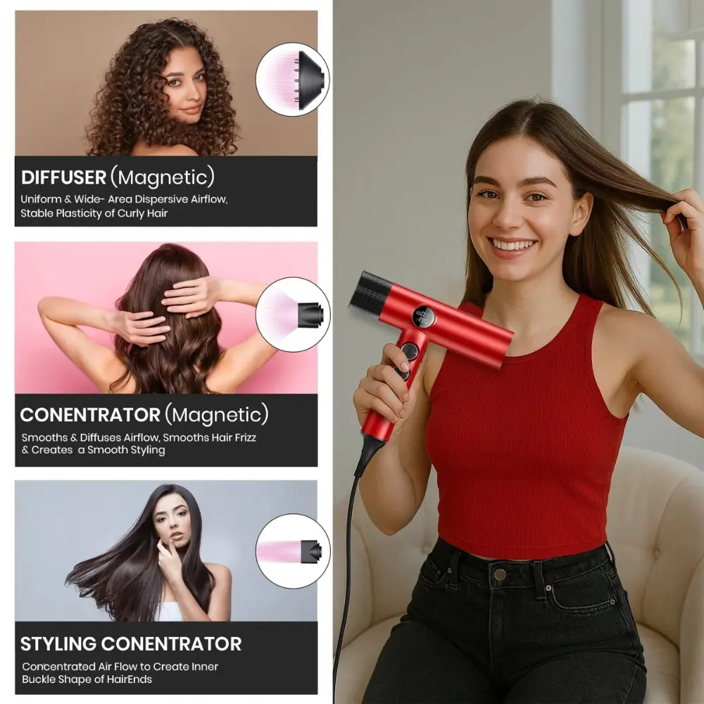 Woman styling hair with VGR V-401 Hair Dryer
