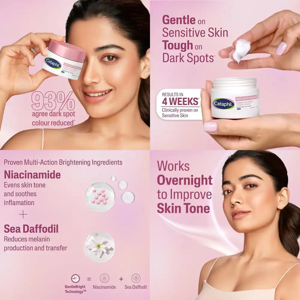 Applying Cetaphil Brightening Night Comfort Cream to the face