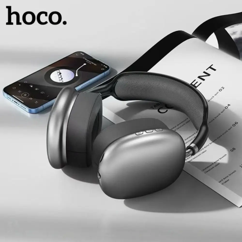 HOCO ESD15 Max Everyday Listening Person wearing HOCO ESD15 Max over-ear headphones