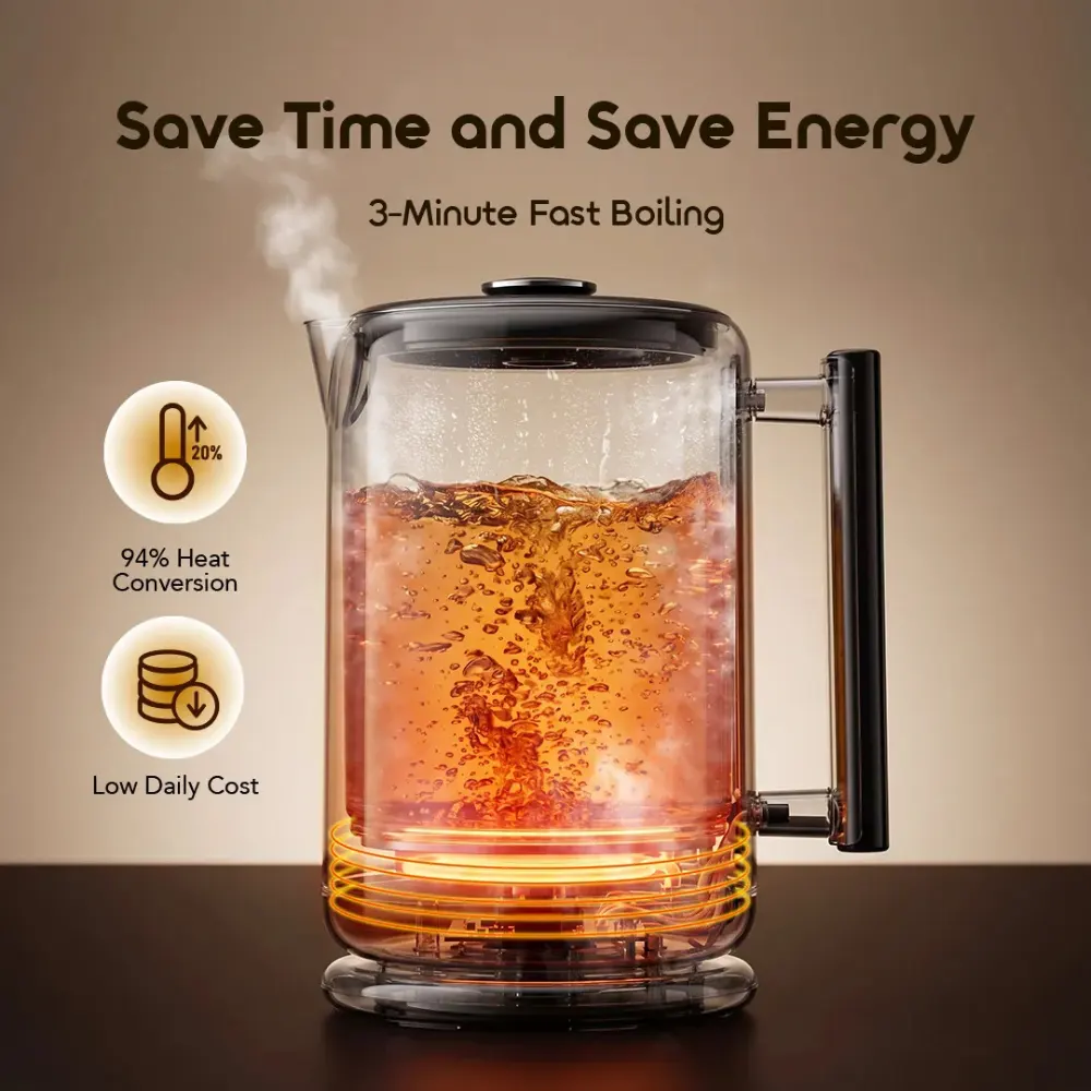 Oraimo FastBrew Fast Boiling Feature Oraimo FastBrew kettle cutaway illustration showing boiling water and the heating element