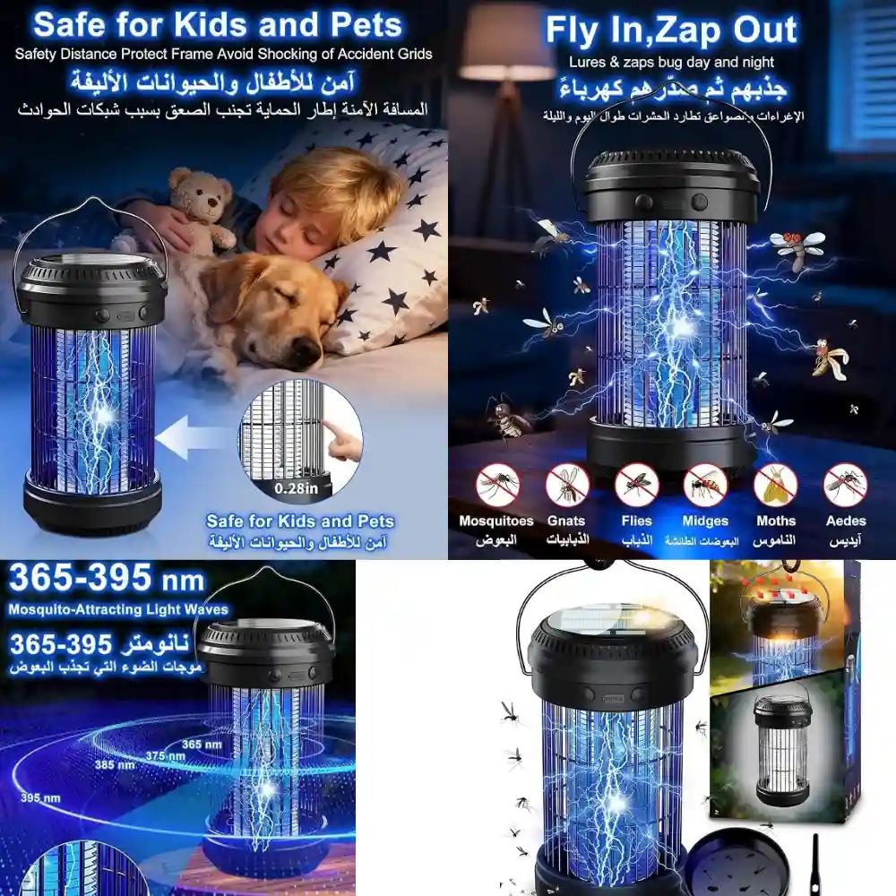 Qualitell D6 solar mosquito killer in a hanging setup