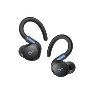 Soundcore Sport X20 earbuds with adjustable ear hooks and charging case