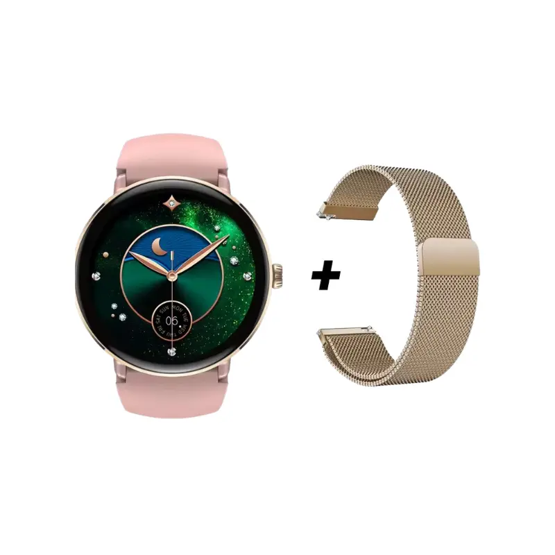 zeblaze-lily-2-amoled-bluetooth-calling-smartwatch pink (1) Zeblaze Lily 2 smartwatch with a round AMOLED Pink display and wrist strap